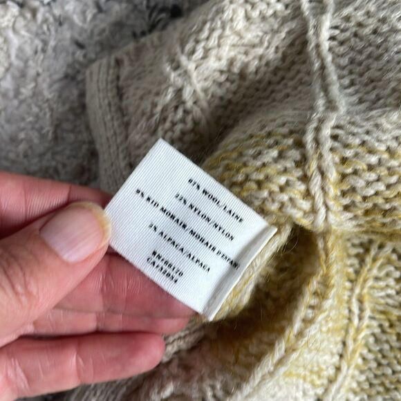 Anthropologie Sparrow Ombre Cable Knit Crewneck Sweater Size Small Yellow Green - Picture 10 of 12